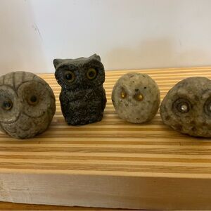 Vintage SB Schmid Bros. Resin Owl Rhinestone Eyes Retro Figurine Decor Japan